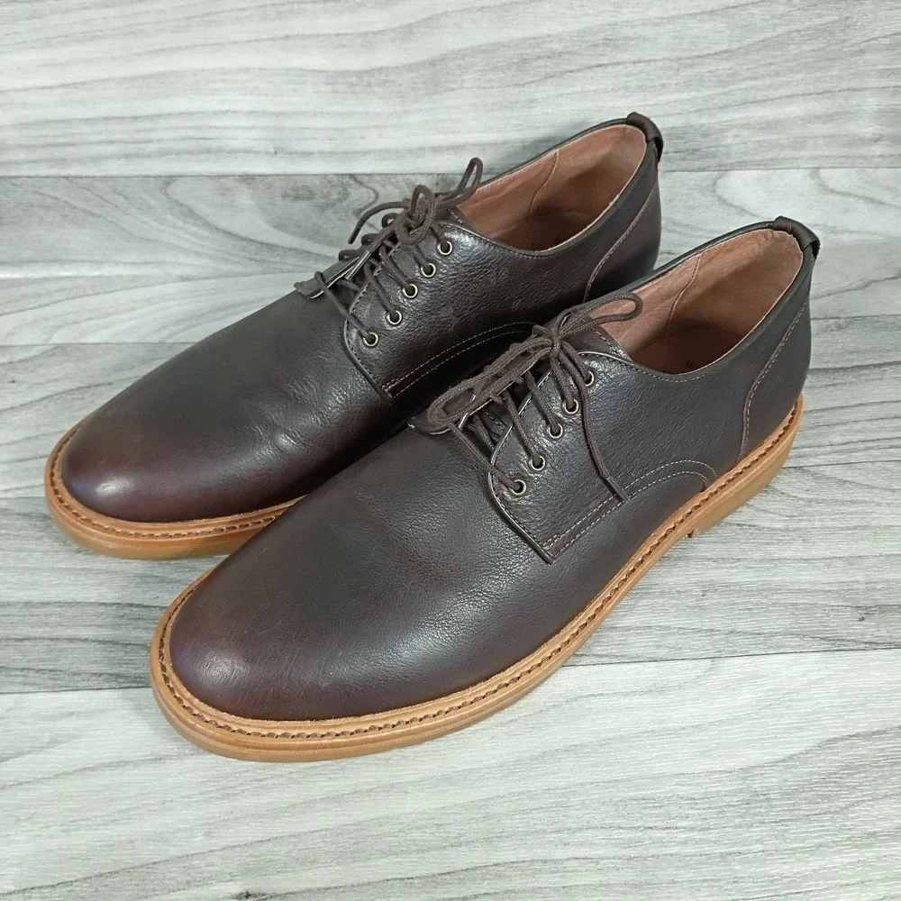 Warfield & Grand Mens Brown Leather Cap Toe Oxford Dress Shoes‎ Size 12